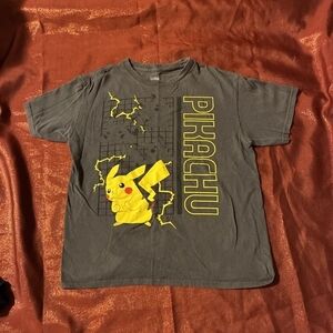 Pikachu Pokemon Gray T-Shirt Youth Boys SizeMED.10/12 Cotton Short Sleeve